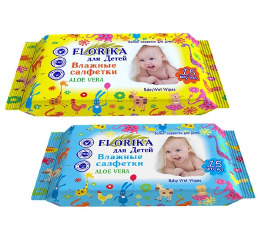 Серветки вологі 15шт FLORIKA дит (150шт)