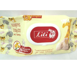 Салфетки влажные 120шт Lili с клап. БЕЗ ЗАПАХА