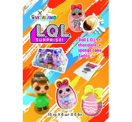 Яйцо пл LOL БАНТИК GIRLS шокол+тату 15гр (6шт*6)ШТ