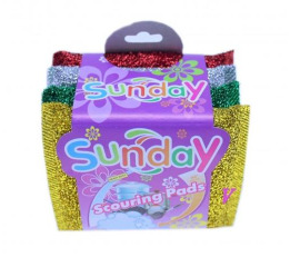 Губка кухонная металл ворс Золотистая Sunday (4шт) УП