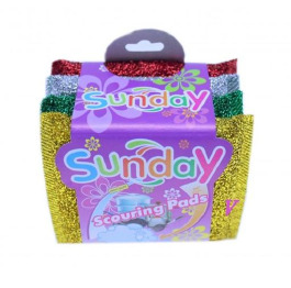 Губка кухонная металл ворс Золотистая Sunday (4шт) УП
