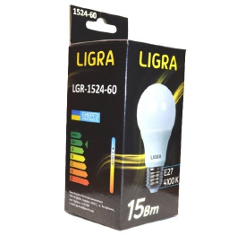 Лампа LED LIGRA 1 год гарант A60 E27 15W 4100К 1350Lm