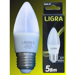 Лампа LED LIGRA 1 год гарант C37 E27 5W 4100K 450 Lm