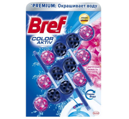 Блок для унитаза BREF 'ЦВЕТОЧ.СВЕЖЕСТЬ' 3*50 гр ГОЛУБАЯ ВОДА