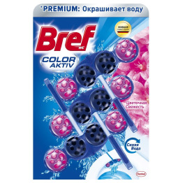 Блок для унитаза BREF 'ЦВЕТОЧ.СВЕЖЕСТЬ' 3*50 гр ГОЛУБАЯ ВОДА