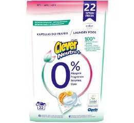 Капсулы д/стирки CLEVER 3комп 22шт18г