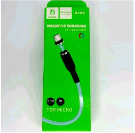 Кабель microUSB Denmen D18V білий МАГНИТНЫЙ 1м