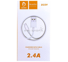 Кабель microUSB Denmen D22V белый 1м