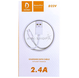 Кабель microUSB Denmen D22V белый 1м