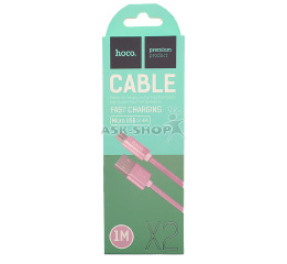 Кабель microUSB Hoco X2  тканевой розовый 1 м