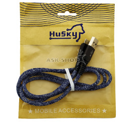 Кабель microUSB Husky Metall тканинний синій