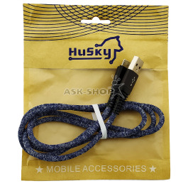 Кабель microUSB Husky Metall тканинний синій