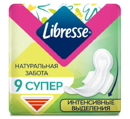 Прокладки Libresse Natural Care Ultra Clip Super 9 шт