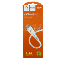 Кабель microUSB Denmen D07V білий 2,4А 1м