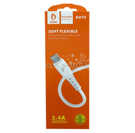Кабель microUSB Denmen D07V білий 2,4А 1м