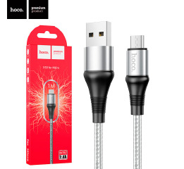 Кабель microUSB Hoco X50 сірий тканевий 1м