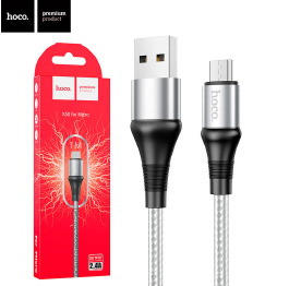 Кабель microUSB Hoco X50 сірий тканевий 1м