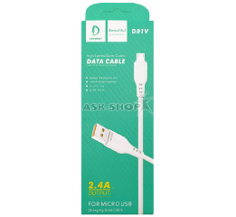 Кабель microUSB Denmen D01V білий 1м