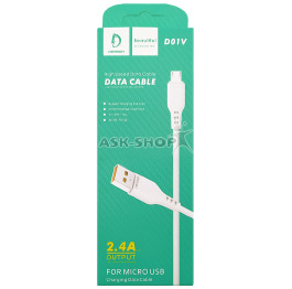 Кабель microUSB Denmen D01V білий 1м