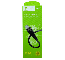 Кабель microUSB Denmen D07V чорний 2,4А 1м