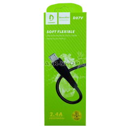Кабель microUSB Denmen D07V чорний 2,4А 1м