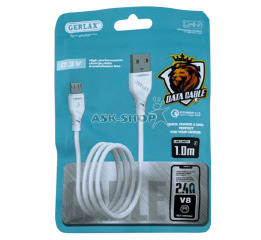 Кабель microUSB Gerlax D3V 2.4А белый 1 м
