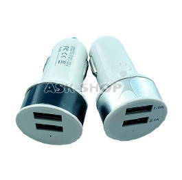 АЗУ USB блочек 2A 2USB кольцо, черный/стальной