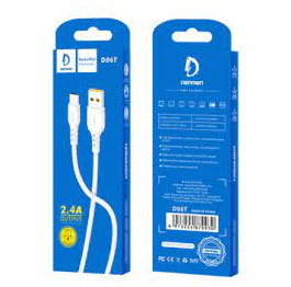 Кабель Type-C Denmen D06T белый 2,4А 1м