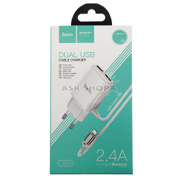 .СЗУ iPhone Hoco C82A 2.4A 2USB 1м