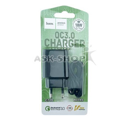 .СЗУ microUSB Hoco C72Q 1USB 18w 2в1 черное 1м
