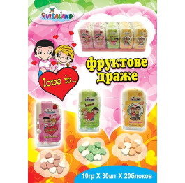 Драже Love is Сердечко 10г (30шт*12) ШТ