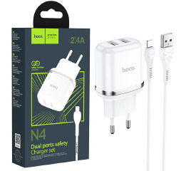 .СЗУ iPhone Hoco N4 2.4A-2USB белое
