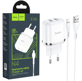 .СЗУ iPhone Hoco N4 2.4A-2USB белое