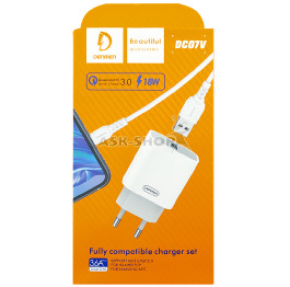 .СЗУ microUSB Denmen DC07V 3,6A 1USB QC3.0 18w белое