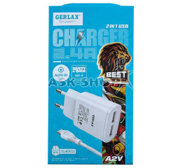 .СЗУ microUSB Gerlax A2V 2.4A-2USB белое