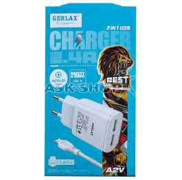 .СЗУ microUSB Gerlax A2V 2.4A-2USB белое