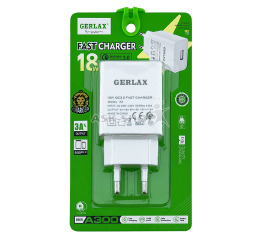 Блочок USB Gerlax A300 3A 18w QC 3.0 1USB белый