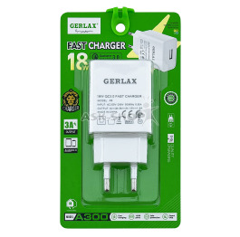 Блочок USB Gerlax A300 3A 18w QC 3.0 1USB белый