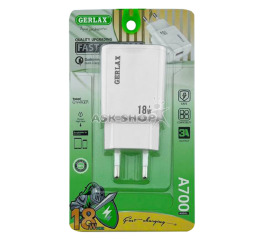 Блочок USB Gerlax A700 3A 18w QC 3.0 1USB белый