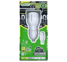 АЗУ microUSB Gerlax C1 2USB-5.4A 30w QC3.0 белый
