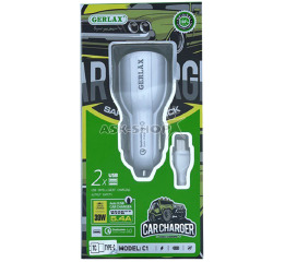 АЗУ Type-C Gerlax C1 2USB-5.4A 30w QC3.0 белый