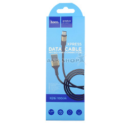 Кабель microUSB Hoco X26 ткан чор-зол 1м