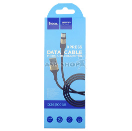 Кабель microUSB Hoco X26 ткан чор-зол 1м