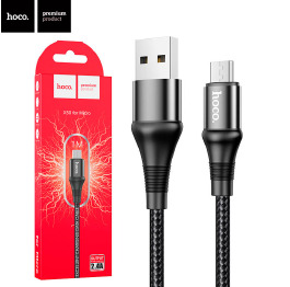 Кабель microUSB Hoco X50 ткан чор 1м