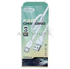 Кабель Type-C Gerlax D6T 3A QC3.0 белый 1м