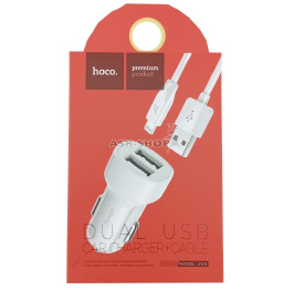 АЗУ iPhone Hoco Z2A 2.4А 2USB біл 1м