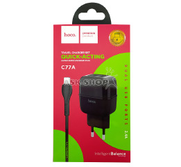 .СЗУ iPhone Hoco C77A 2.4A-2USB чор 1м