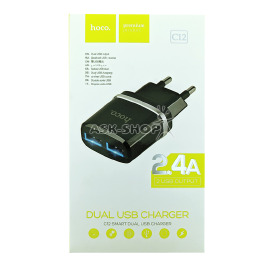 Блочок USB Hoco C12 2.4A 2USB чор