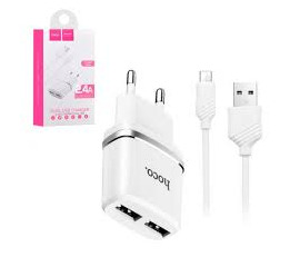 МЗП microUSB Hoco C12 2.4A-2USB 2в1 чор