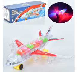 Літак KH332-8 їде, шестерні,муз.,світло,22,5-7-7,5 см.